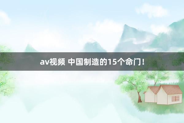 av视频 中国制造的15个命门！