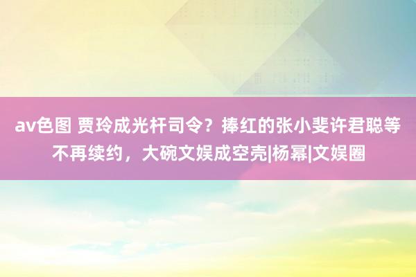 av色图 贾玲成光杆司令？捧红的张小斐许君聪等不再续约，大碗文娱成空壳|杨幂|文娱圈