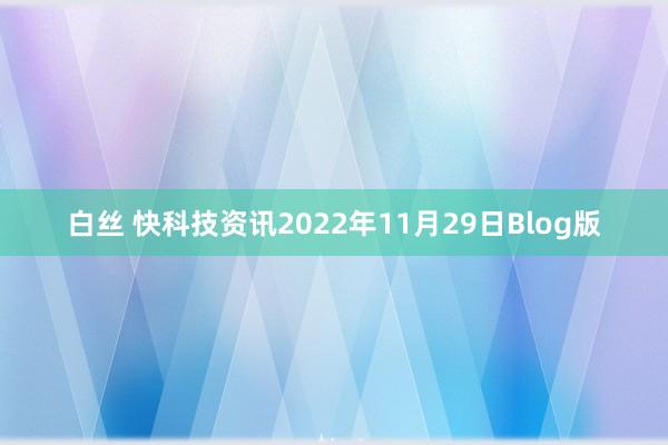 白丝 快科技资讯2022年11月29日Blog版